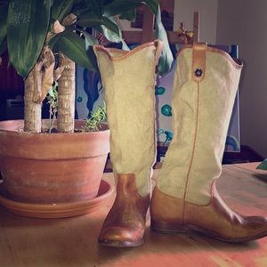Frye Melissa Button Canvas Boots Tall